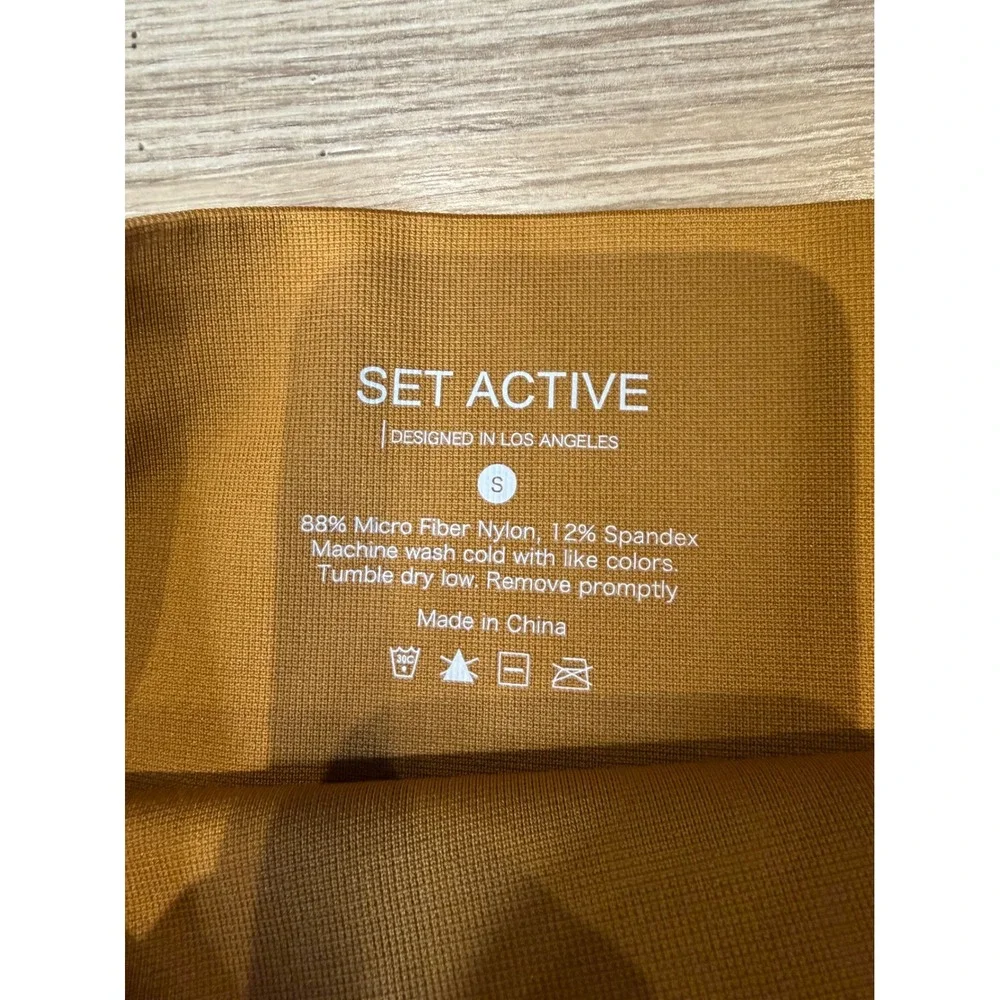 Set Active Sculptflex High Waisted Seamless Ribbed Leggings Mustard Yellow Small